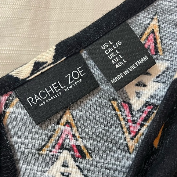 ⚫️ BOGO Rachel Zoe Black and Cream Geometric Pattern Blouse Size Large - Picture 2 of 6